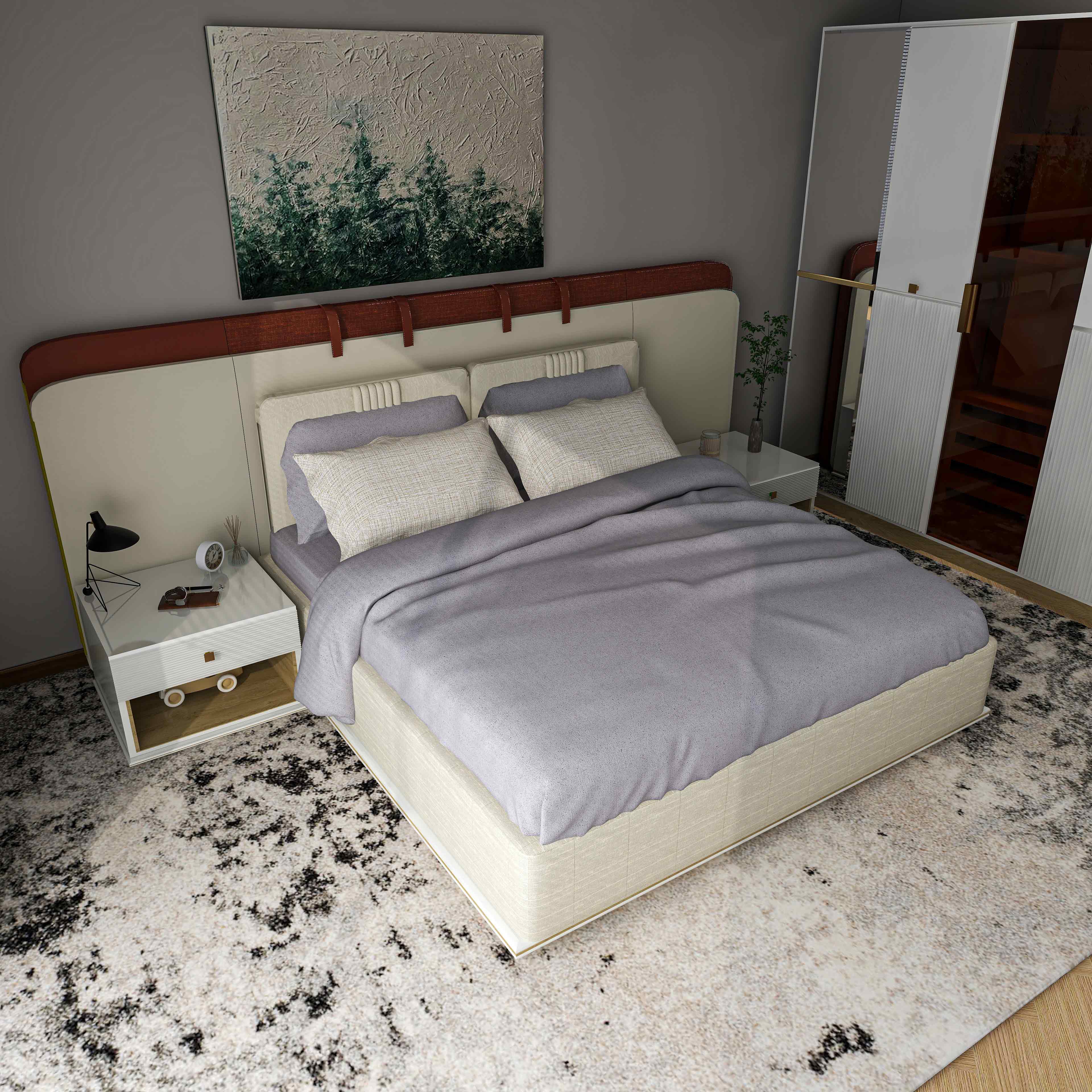 white Quieen bed