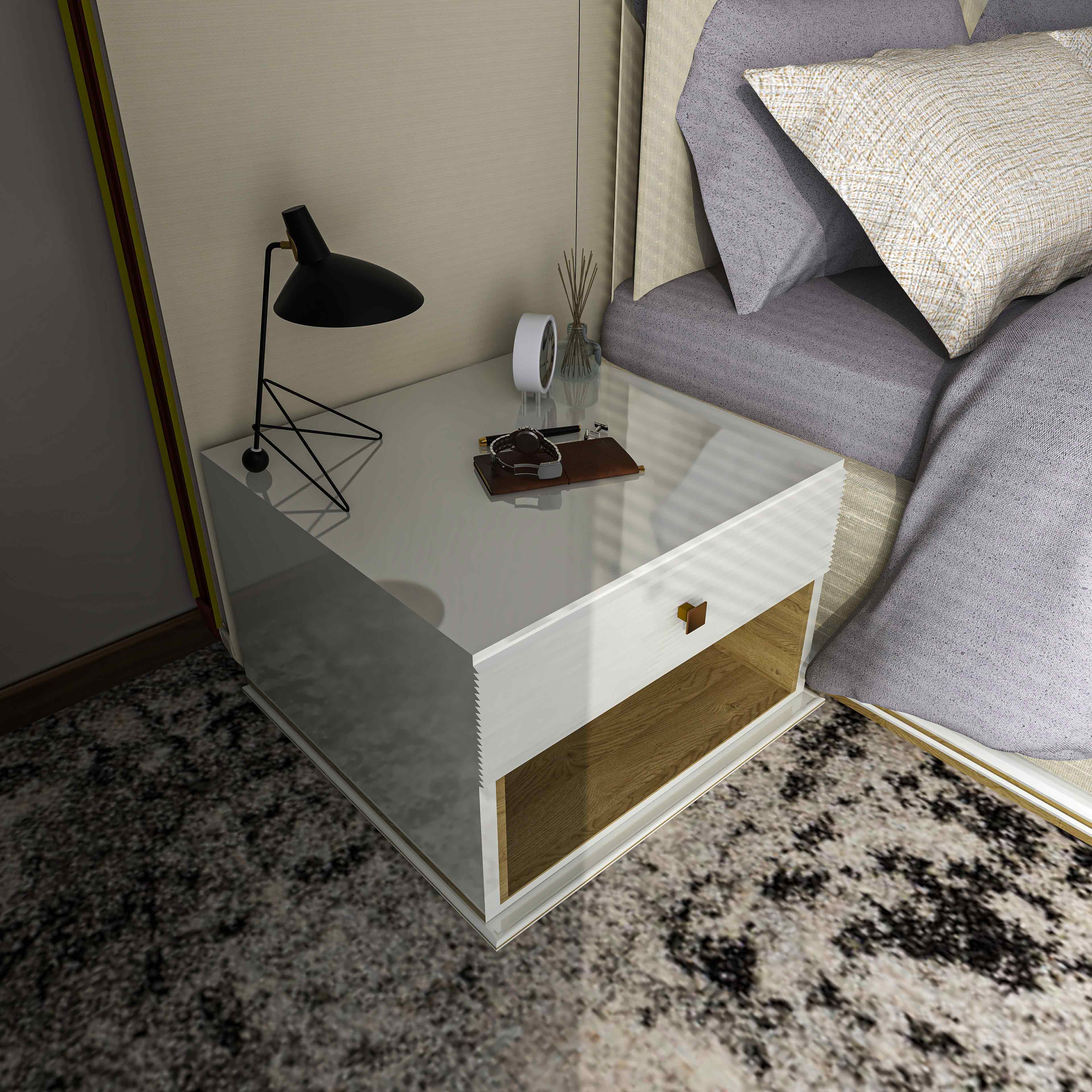 white Quieen Night Stand